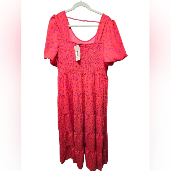 PRETTYGARDEN Puff Short Sleeve Cewneck Floral Long NWT - Picture 2 of 9